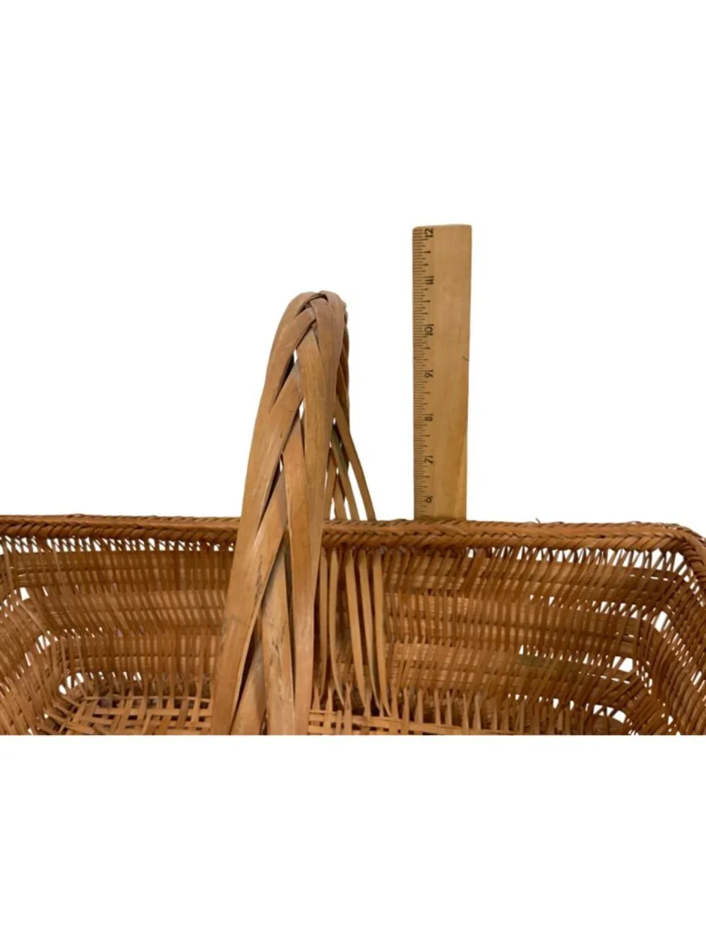 Bamboo Country Décor Basket  Rectangular with Handle 15x11x5.5 Garden C225